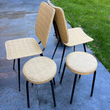 2 chairs and 2 vintage stools from the 60s-70s