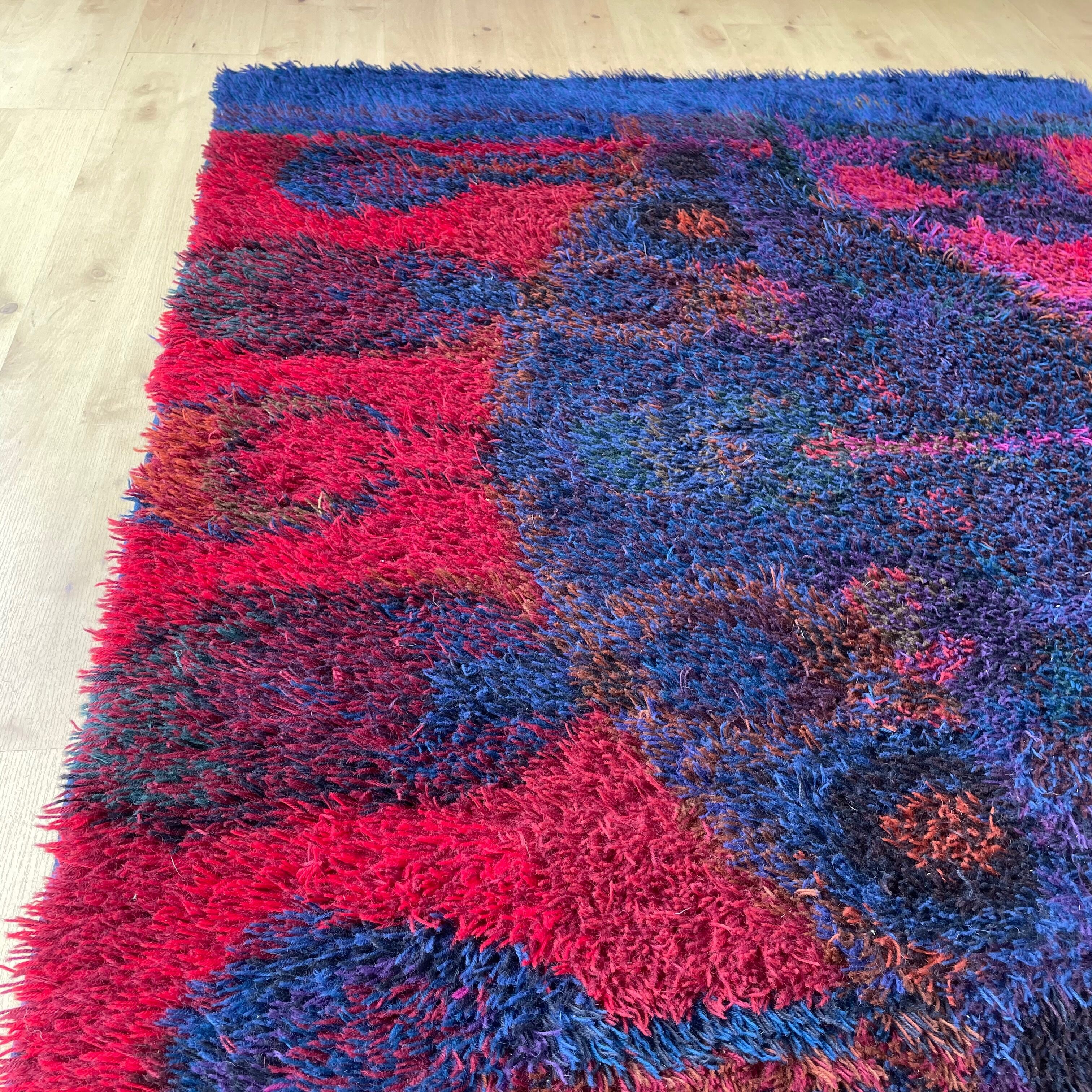 Original scandinavian rya rug by oili mäki for finnrya oy ab, finland
