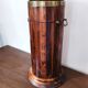 Vintage Florentine umbrella stand made of reclaimed wood and brass.