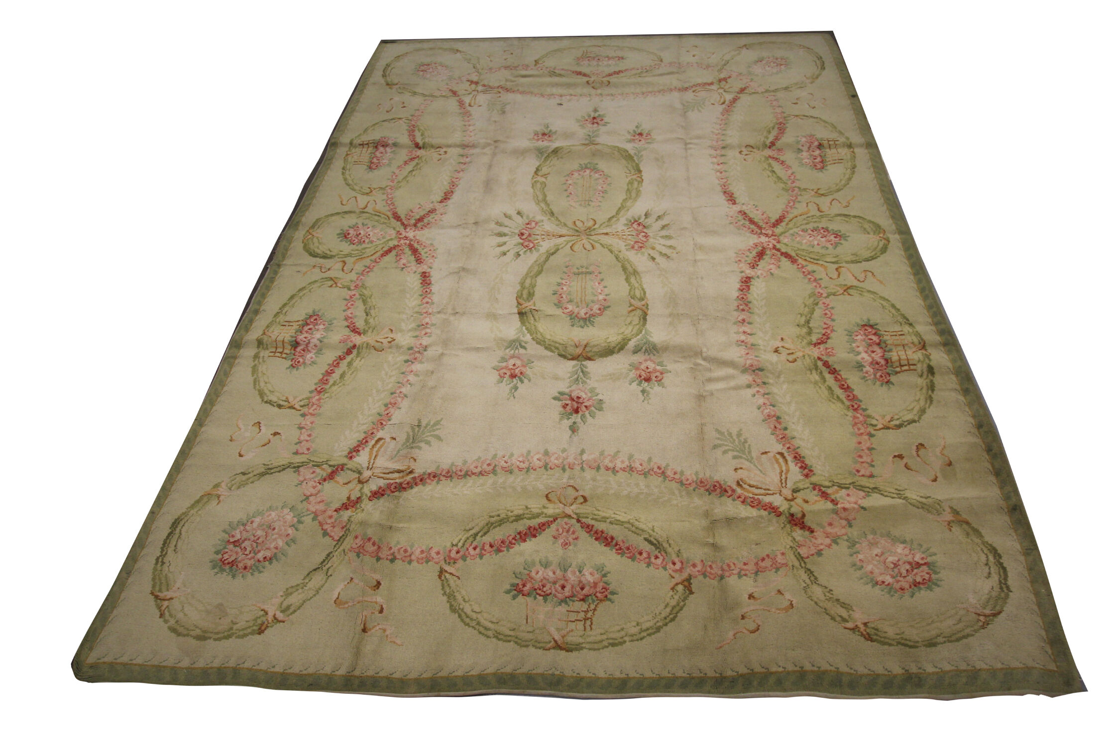 Antique Savonnerie French Carpet 1890 Handwoven Traditional French Antique Rug- 366x274cm