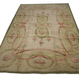 Antique Savonnerie French Carpet 1890 Handwoven Traditional French Antique Rug- 366x274cm