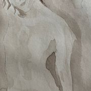 Signed watercolour monochrome painting of a female portrait "Hammam"