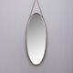 Vintage 1970s oval wall mirror in wood, italian design