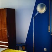 Vintage Italian Space Age Floor Lamp in Chromed Metal with "Flying Saucer" Shade