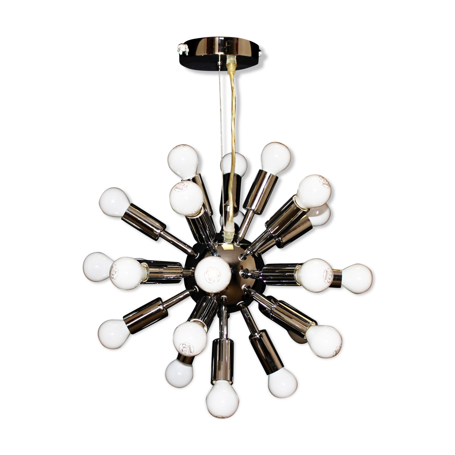 Sputnik chandelier in chrome metal, 24 lights