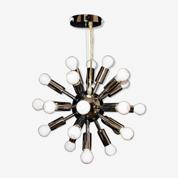 Sputnik chandelier in chrome metal, 24 lights
