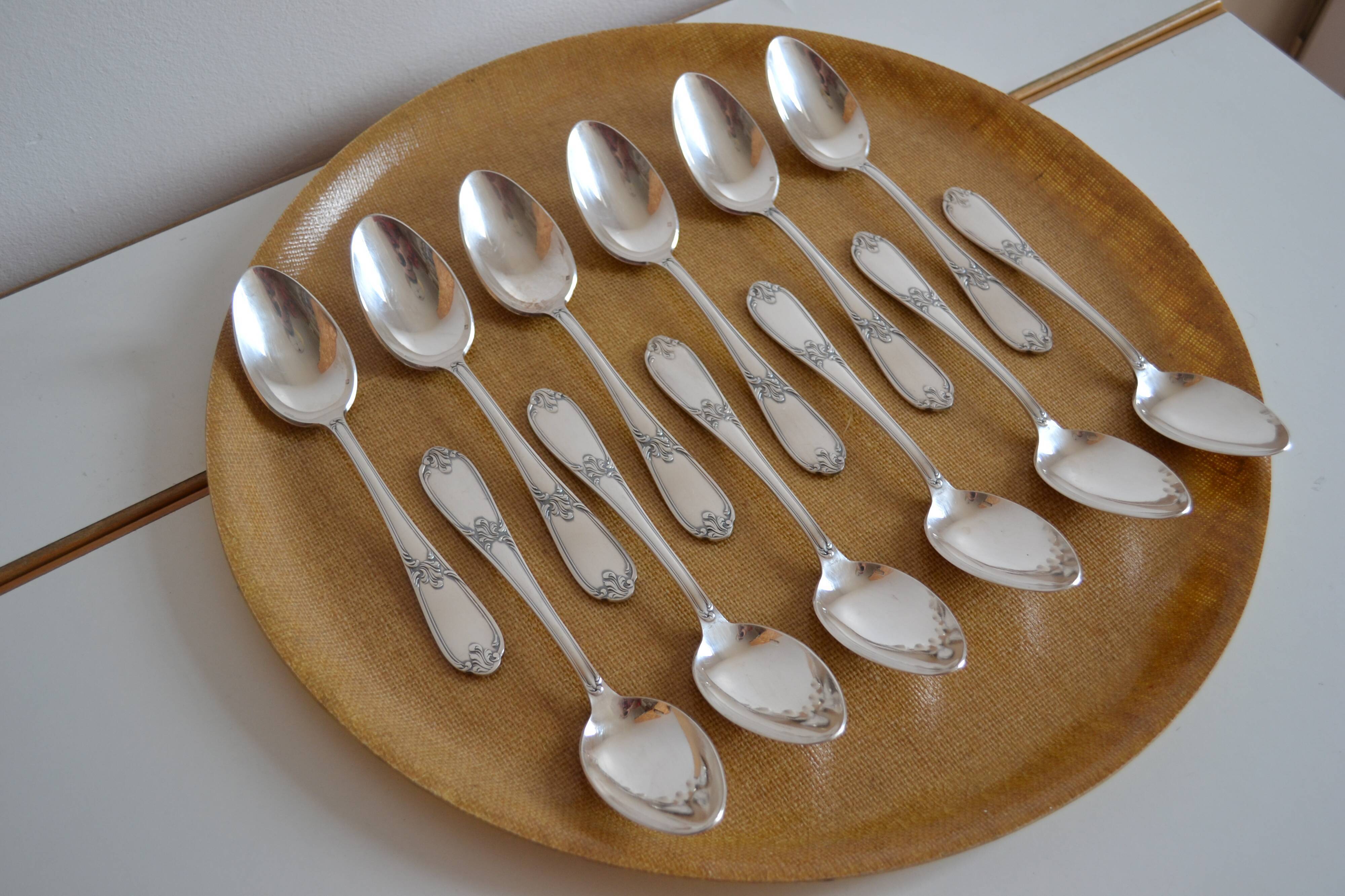 12 tablespoons metal argente orfevre frionnet francois