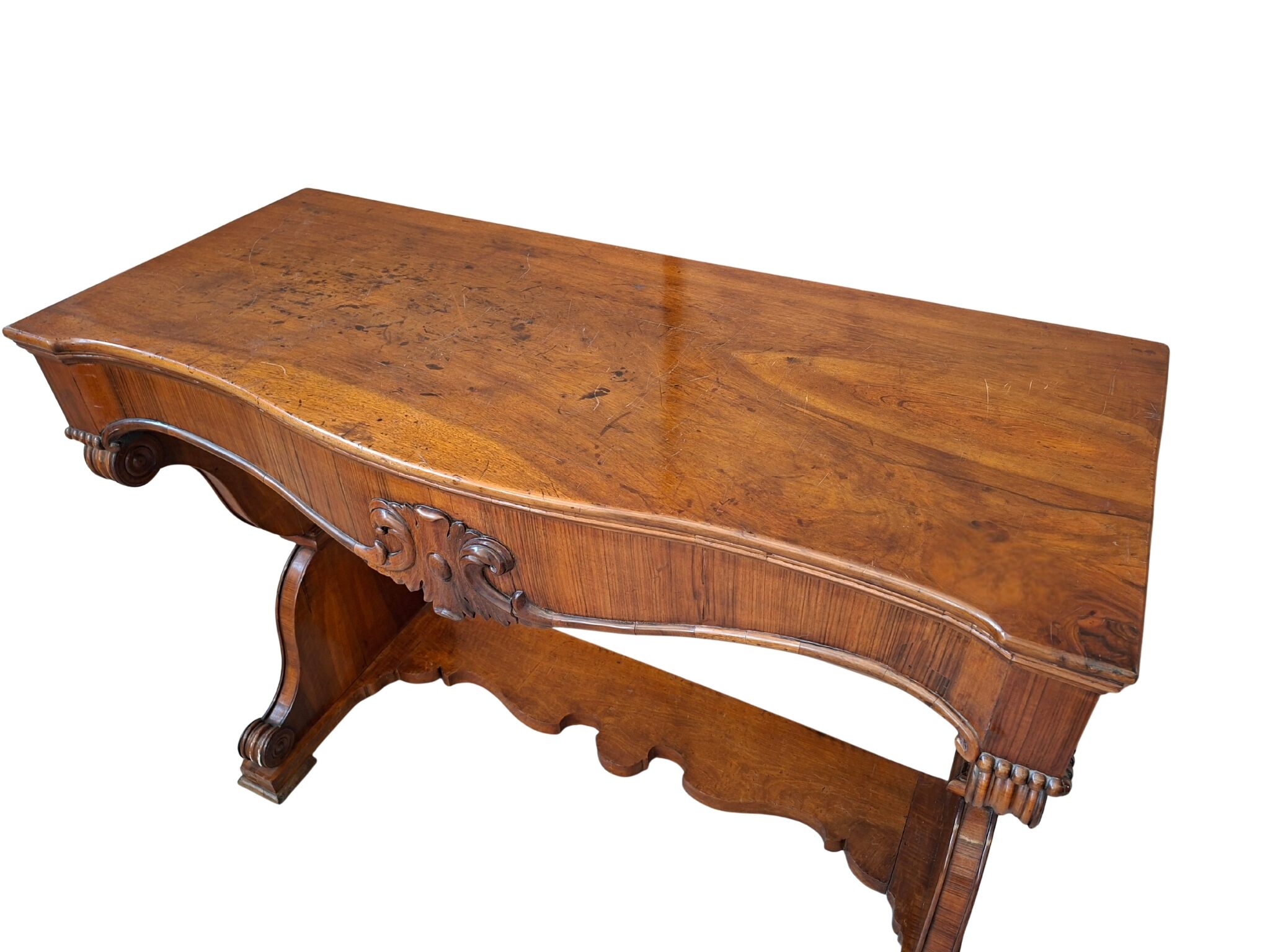 Raffinata Consolle Antica in Piuma di Noce – Epoca Carlo X (1825 circa)