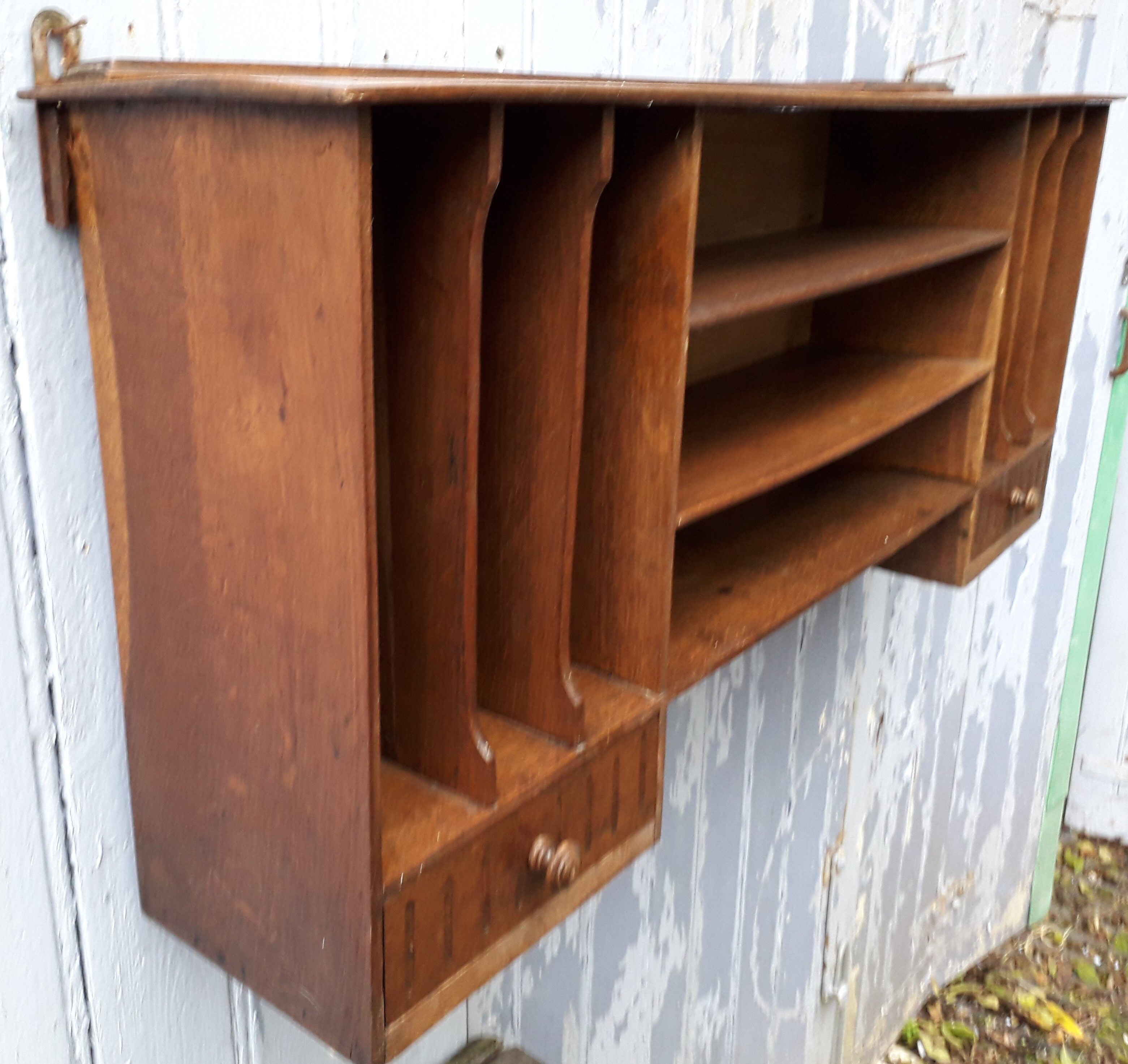 wooden desk top shelf