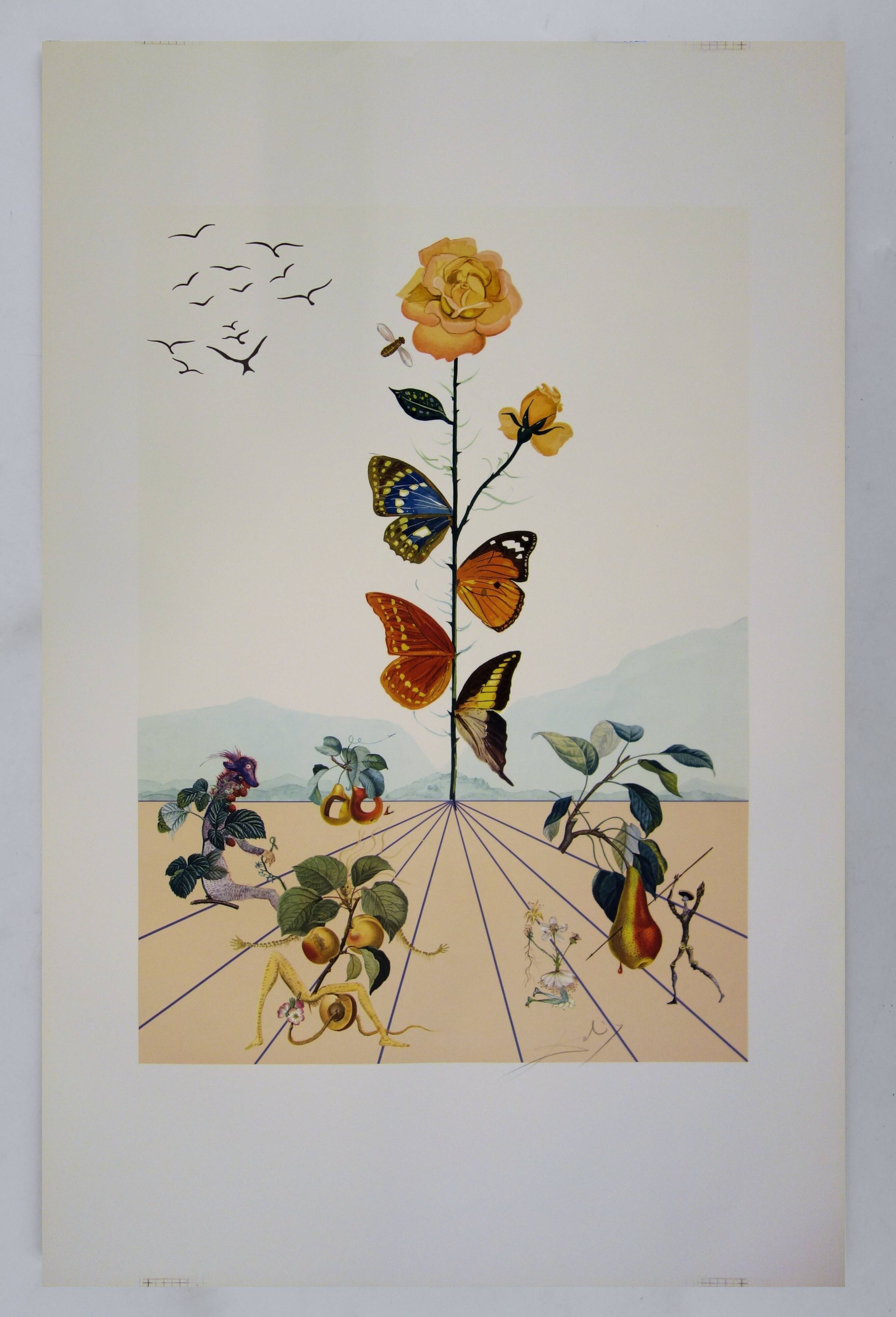 Salvador Dali: Flordali, The Butterfly Rose, original signed lithograph
