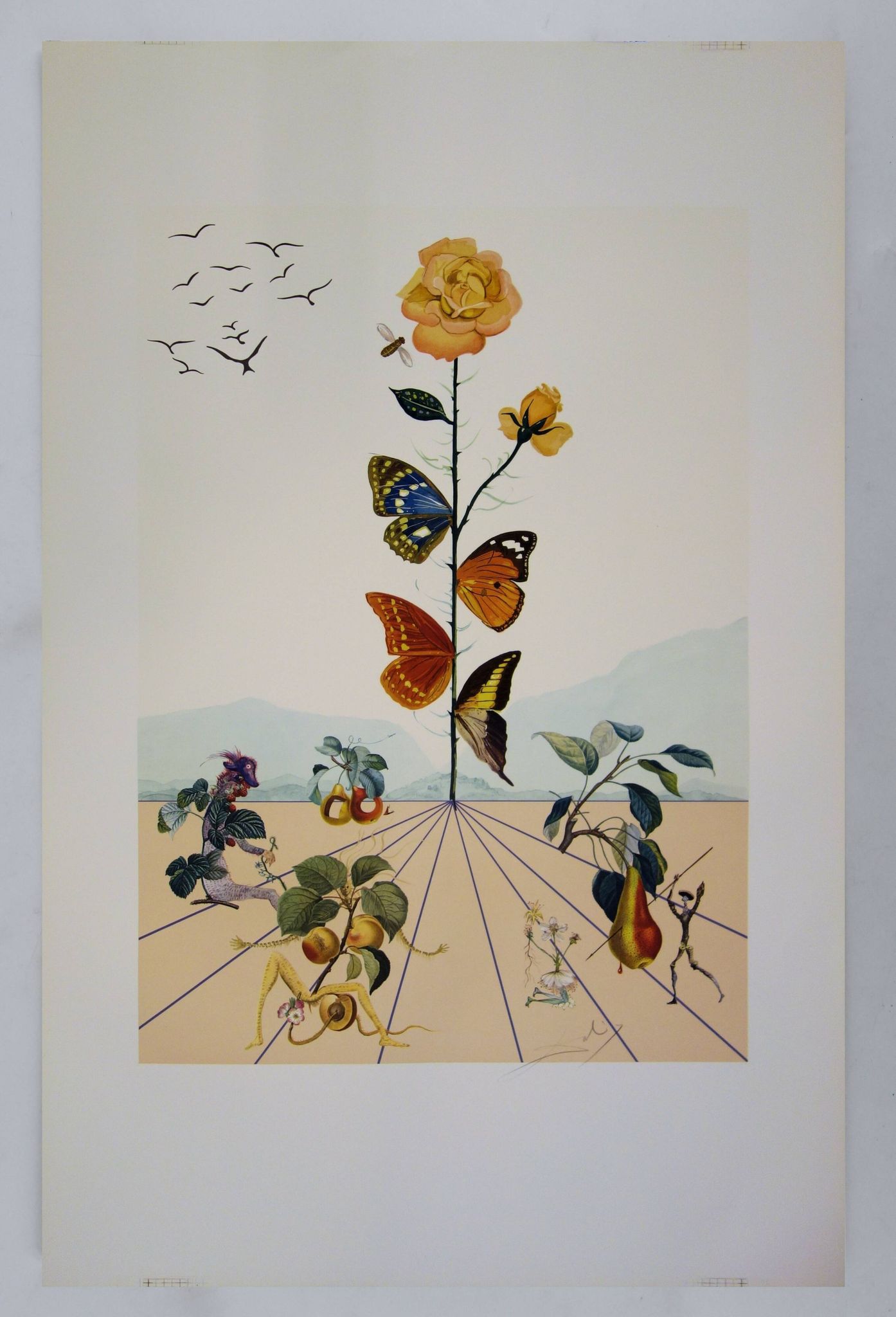 Salvador Dali: Flordali, The Butterfly Rose, original signed lithograph