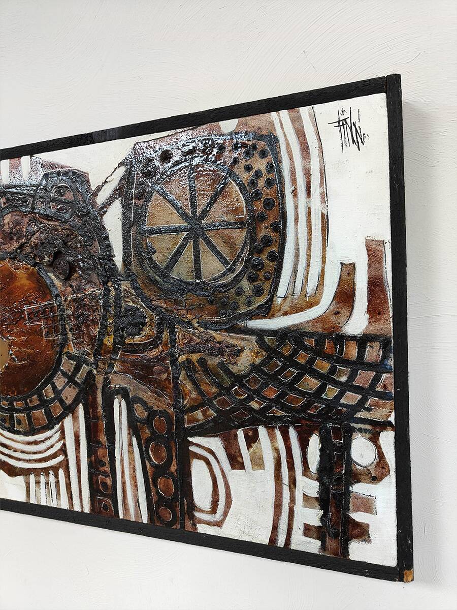 Vintage Danish artwork oil on canvas Finn Lorentzen 1970s