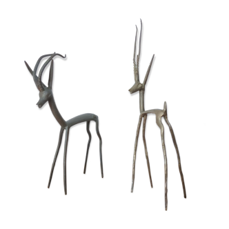 Duo de gazelles africaines en laiton