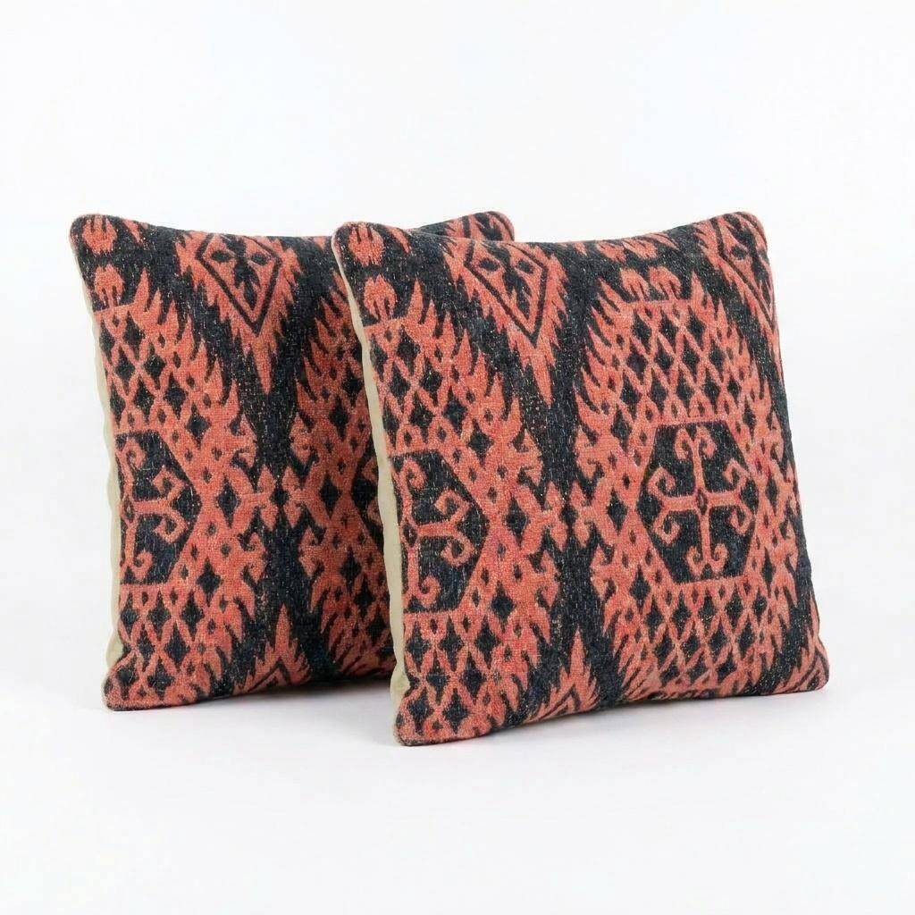 Set of 2 vintage kilim cushion covers 41x41 cm