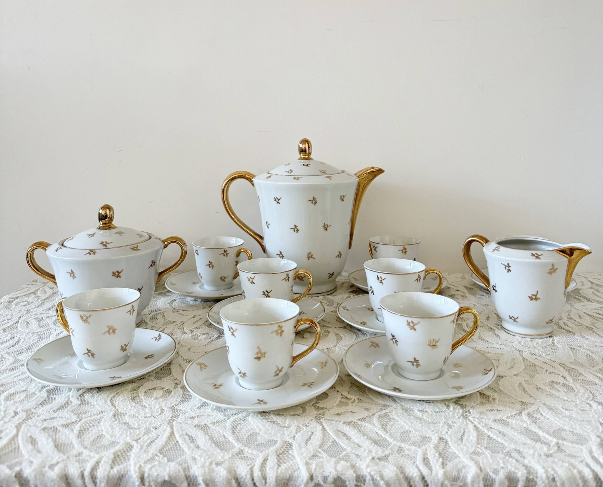 Vintage Limoges porcelain gold coffee set – 15 pieces