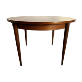 Table de repas ronde scandinave en teck des années 60 extensible