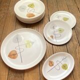 Elements of a vintage table service, 1950s, elegant leaf pattern
