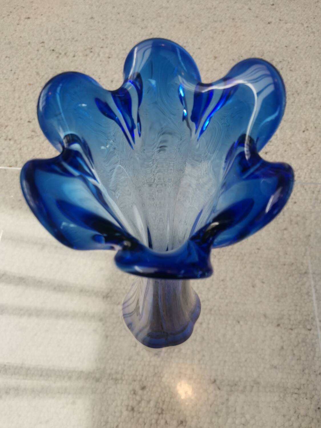 Tall Blue Murano Style Art Glass Vase, Mid-Century Modern Design, 1960