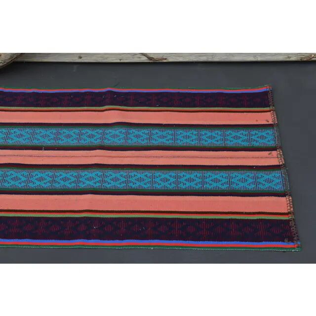Vintage Turkish Oushak Handmade Wool Cotton Pink Runner Rug 71x246