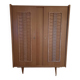 Oak and woven rattan wardrobe 60's vintage