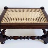 Antique Belle Epoque Oak Wood and Cane Footstool/ Occasional Table, late 19th-C