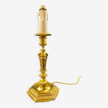 Large gilded bronze lamp base in Louis XV Louis XVI Transition style