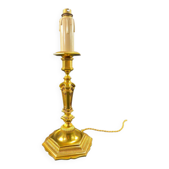 Grand pied de lampe en bronze doré de style Transition Louis XV Louis XVI