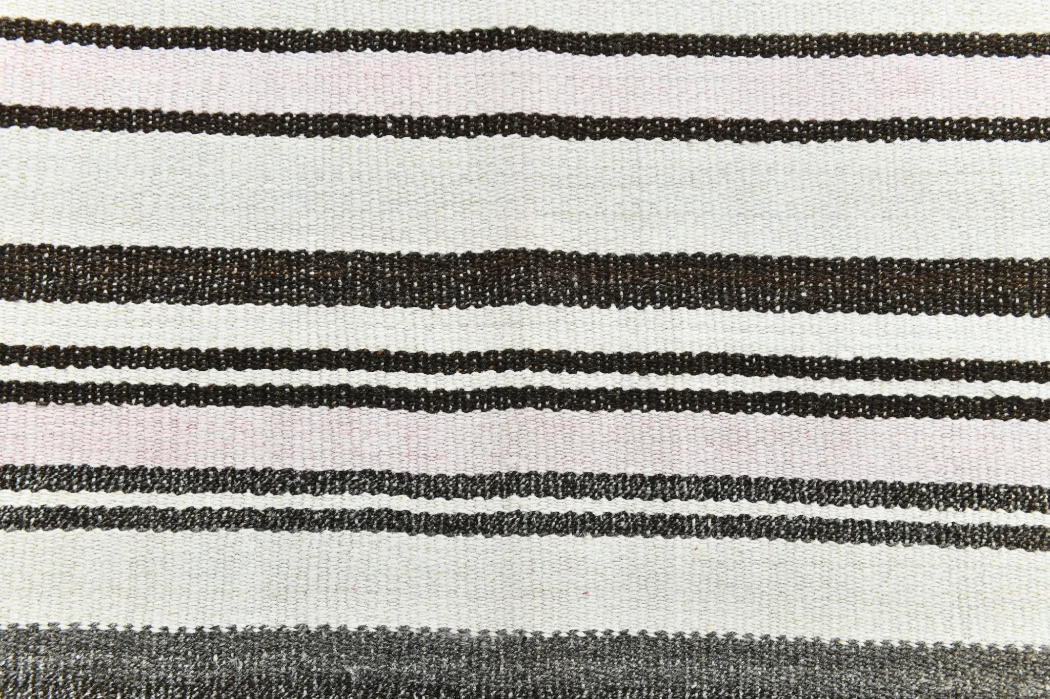 Mid Century Modern Off White & Black Kilim Rug, Bohemian Home Decor Carpet