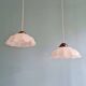 Duo de suspensions en opaline festonnée rose, années 1920-30