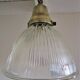Holophane glass suspension and vintage patinated brass