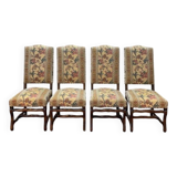 Suite de 4 Louis XIII os de mouton tissu fleurs