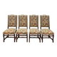Suite de 4 Louis XIII os de mouton tissu fleurs