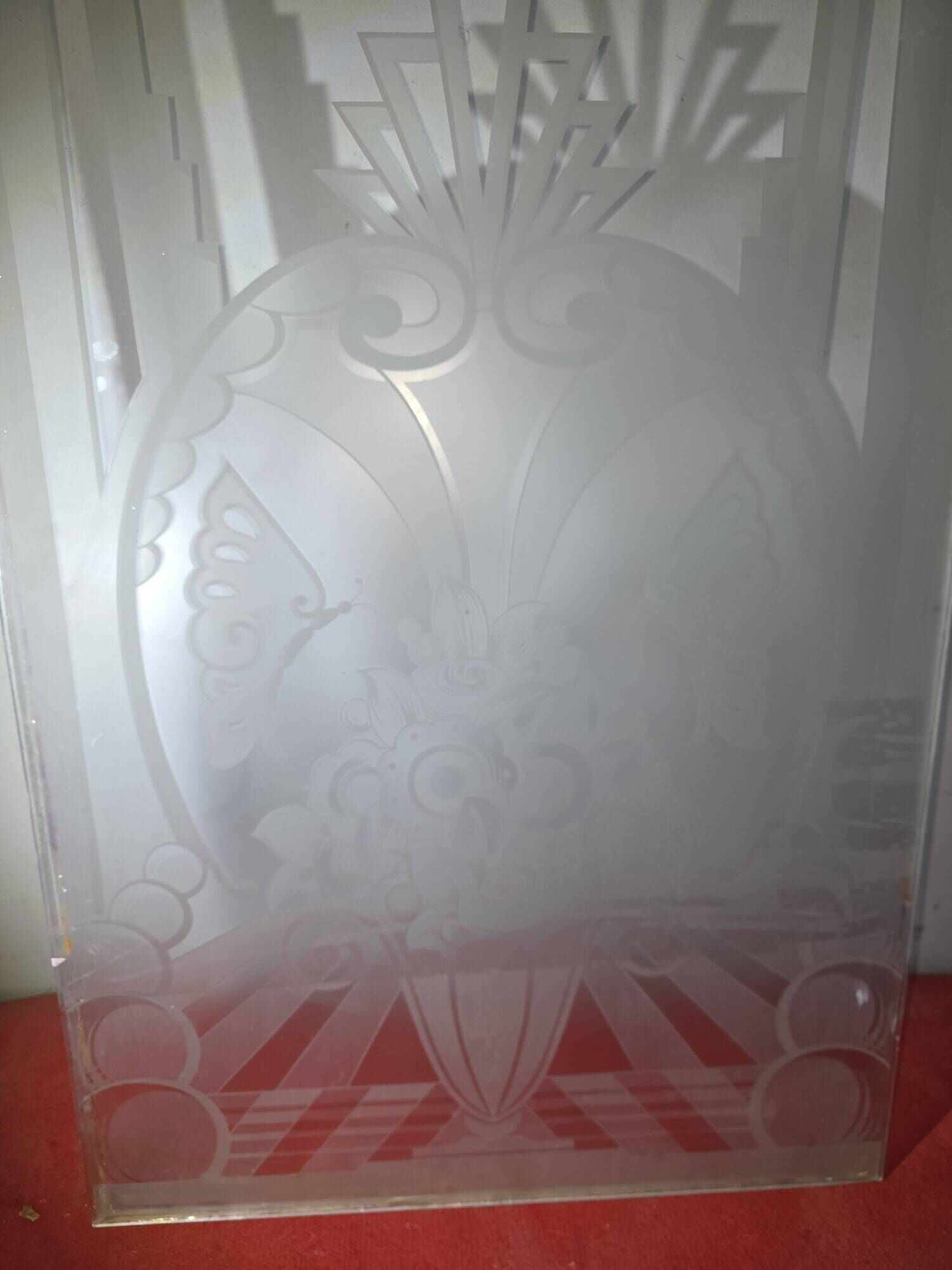 Art Deco engraved glass door panel