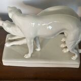 Paire de Barzoi - Lévriers blancs - céramique Art-Deco