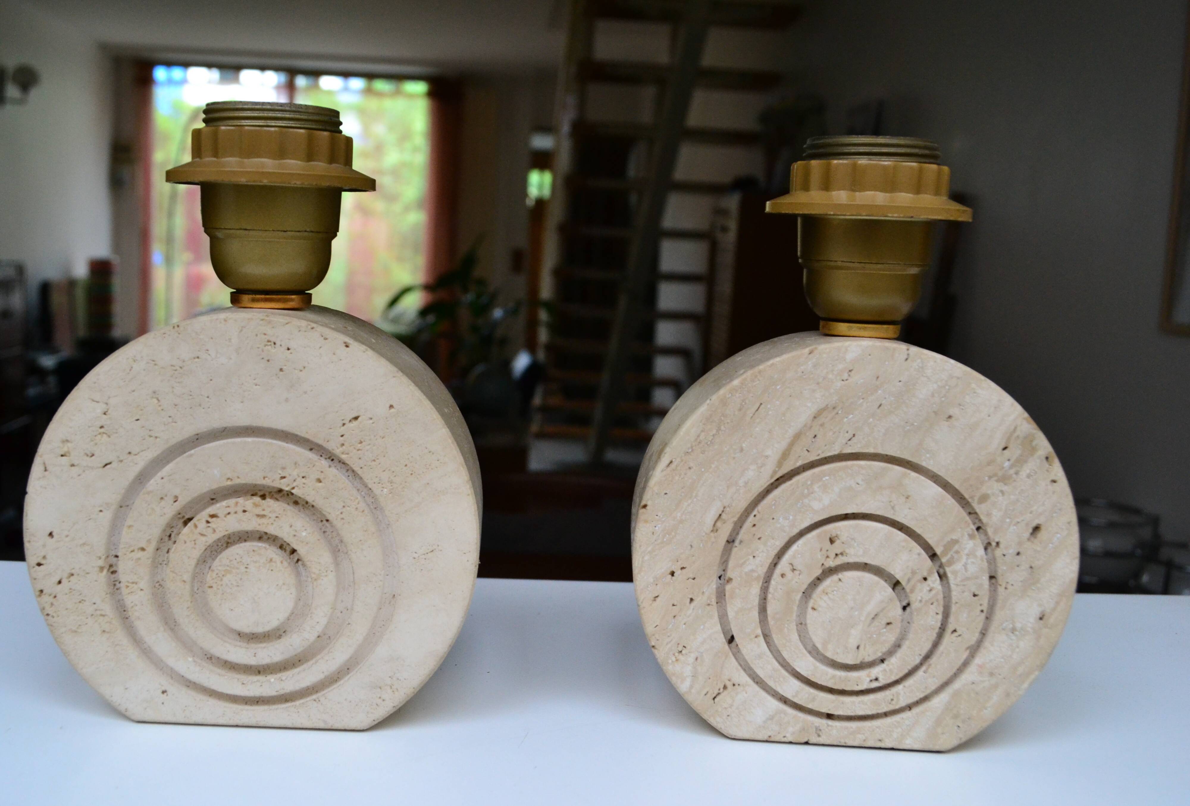 Paire de lampes en travertin années 70