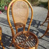 Lot 5 rattan chairs and canning 70s