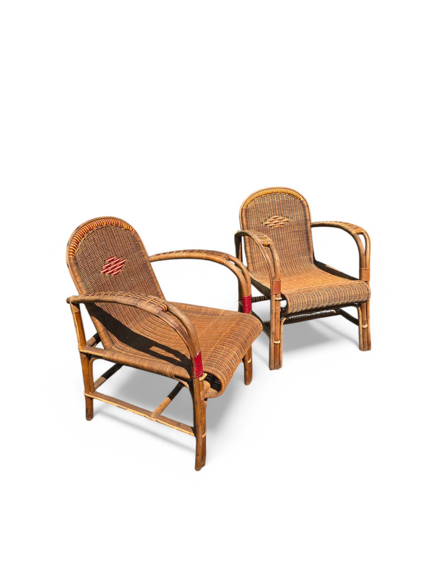 Pair of vintage rattan armchairs