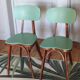 Chaises coeur Baumann en vinyle vert et bois