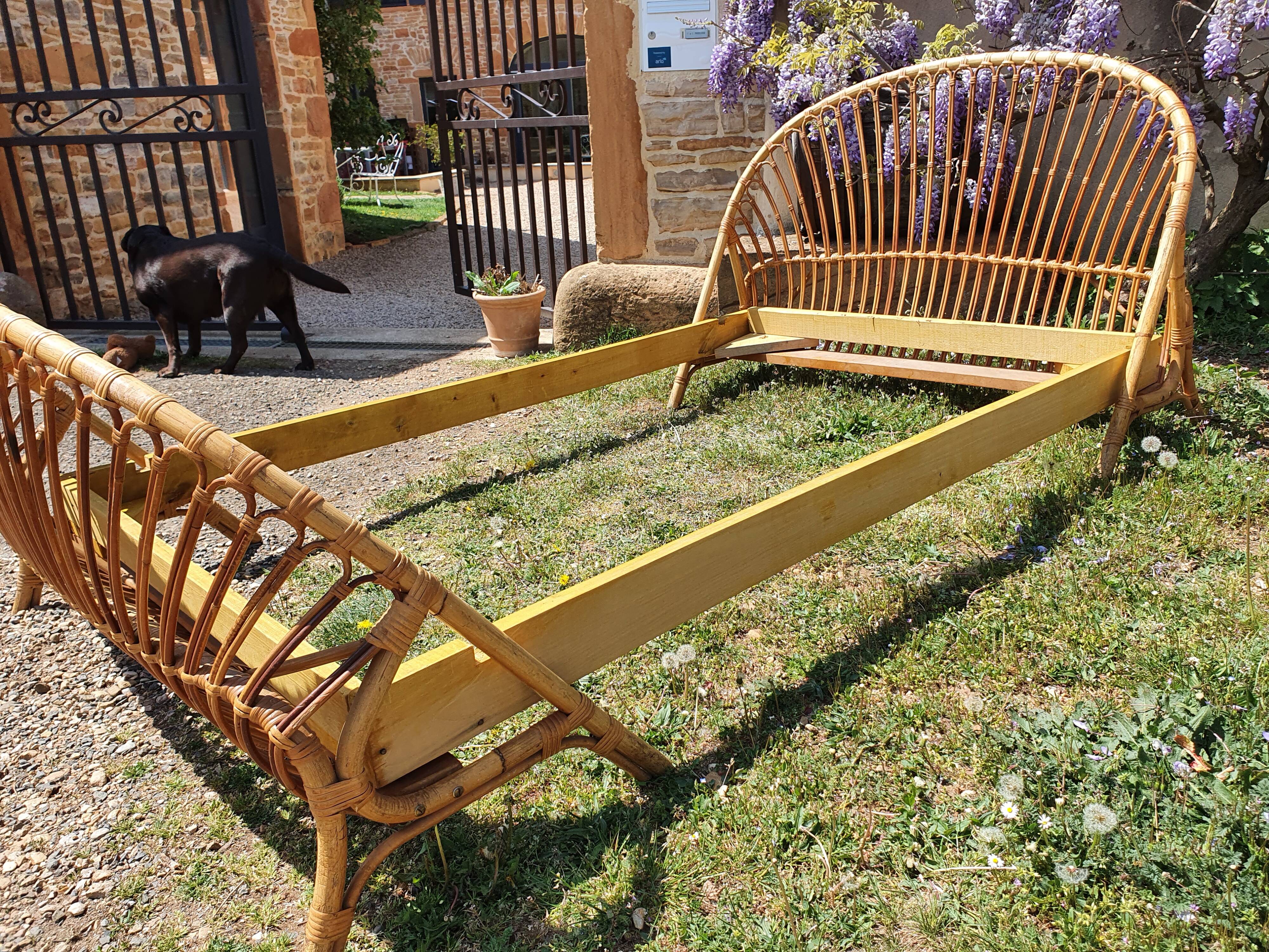 Rattan bed 110x180 cm