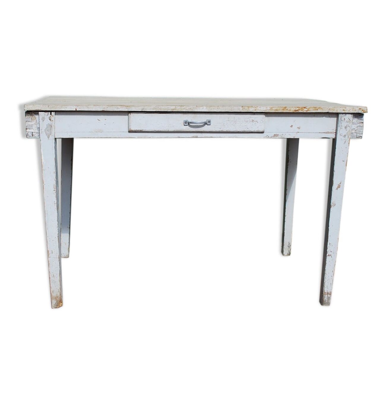 White farm table patinated
