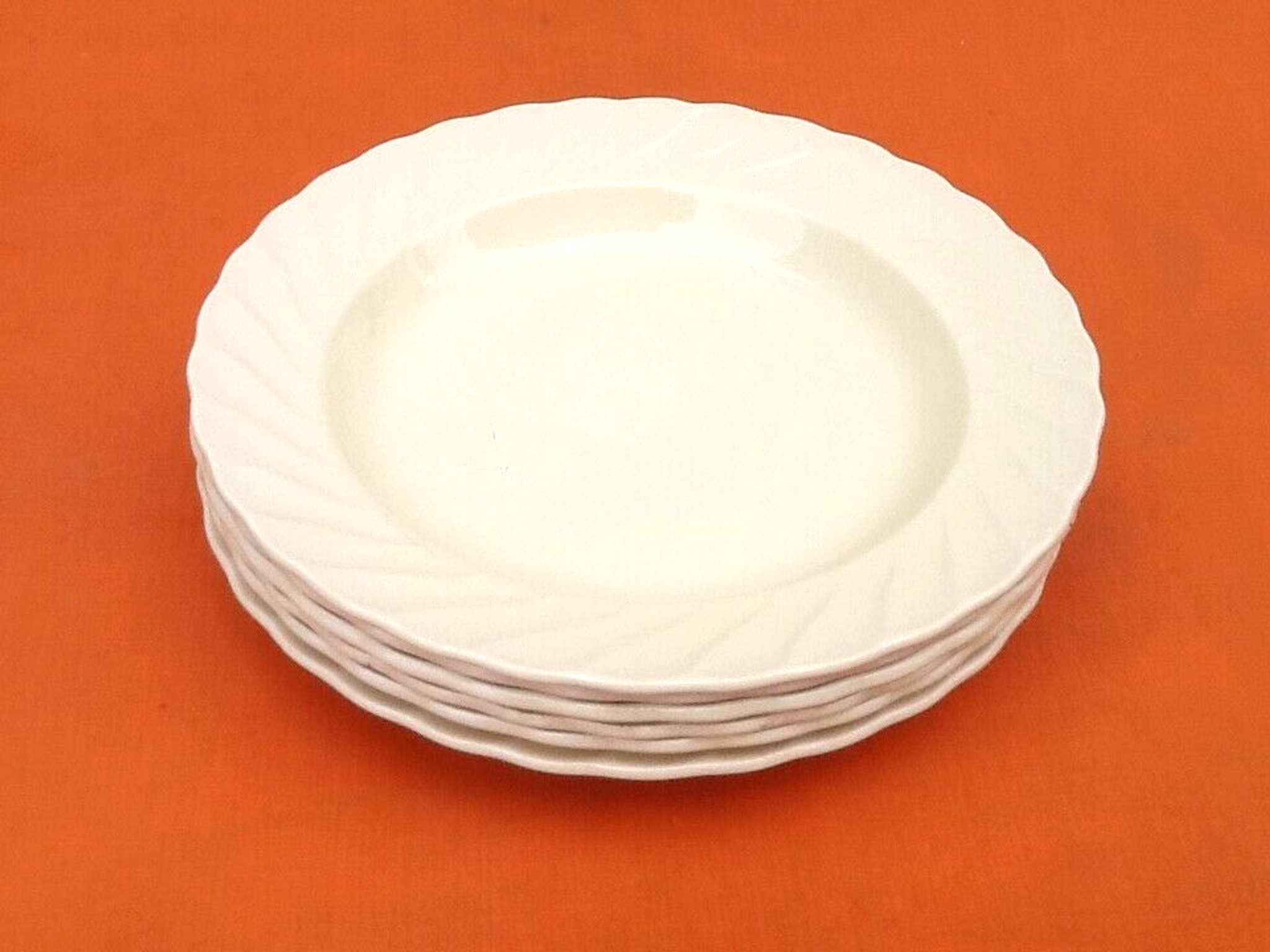 1950s Hollow plates Salins France Scalloped edge Color: Ivory