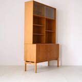 Vintage oak bookcase with display case