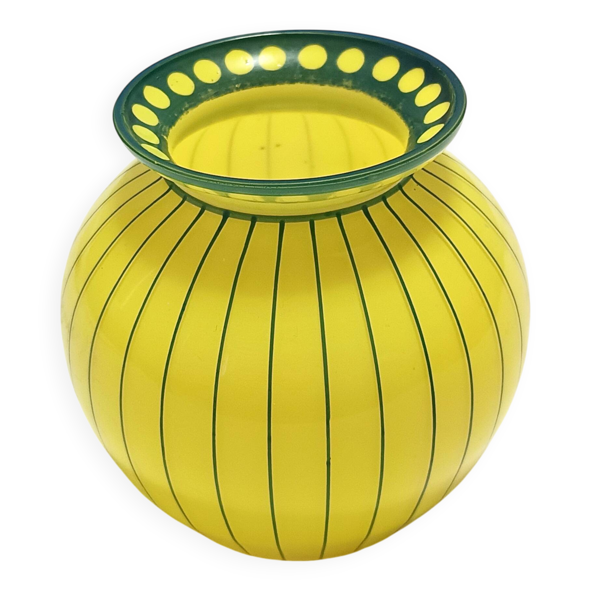 Art Deco Yellow and Green Glass Vase in the style of Josef Hoffmann, Austri