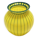 Vase Art Déco en verre jaune et vert dans le style de Josef Hoffmann, Autriche