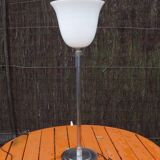 Mazda chrome and white opaline art-dèco lamp