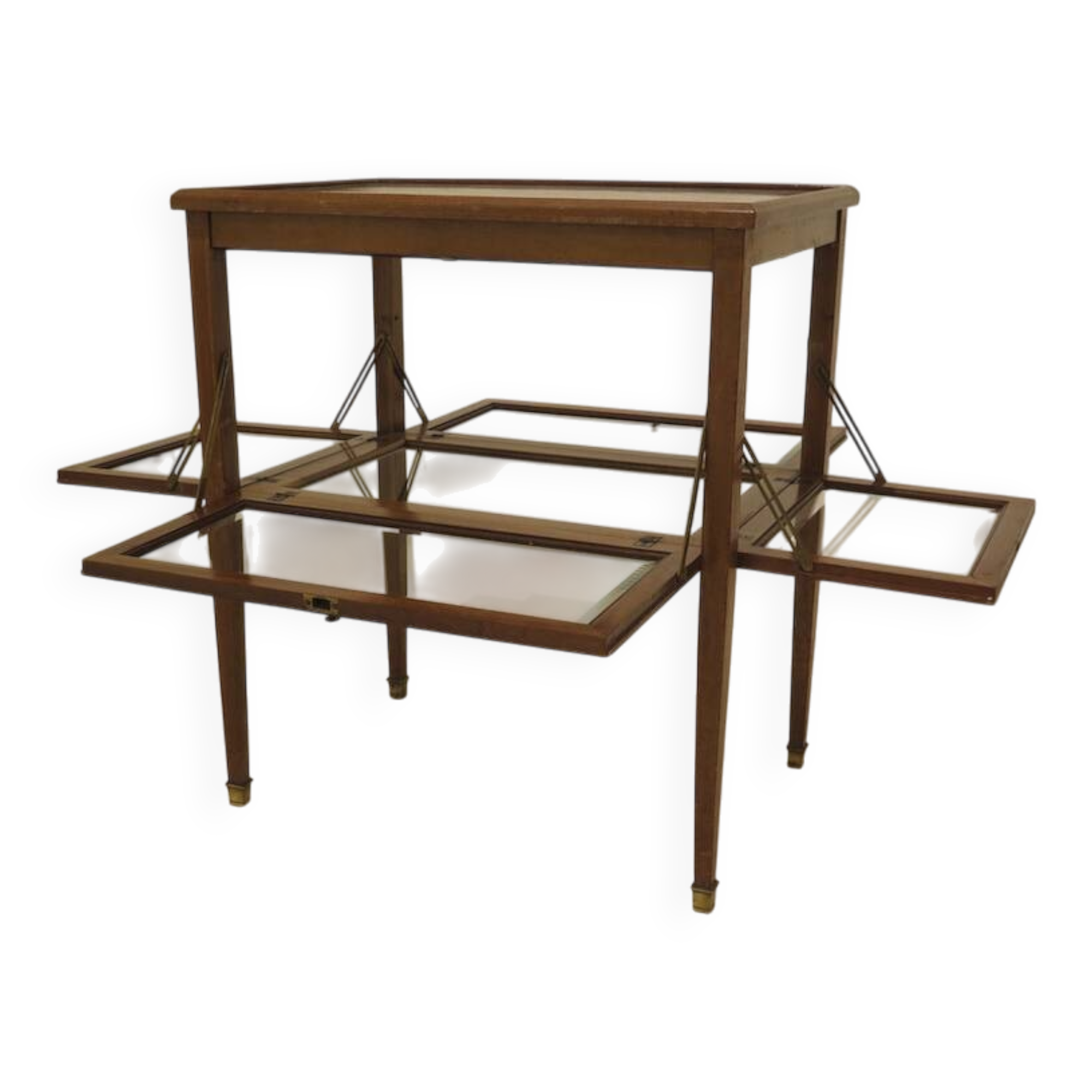 Marquetry table with display case