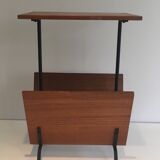 Black lacquered wood and metal magazine rack France 1950