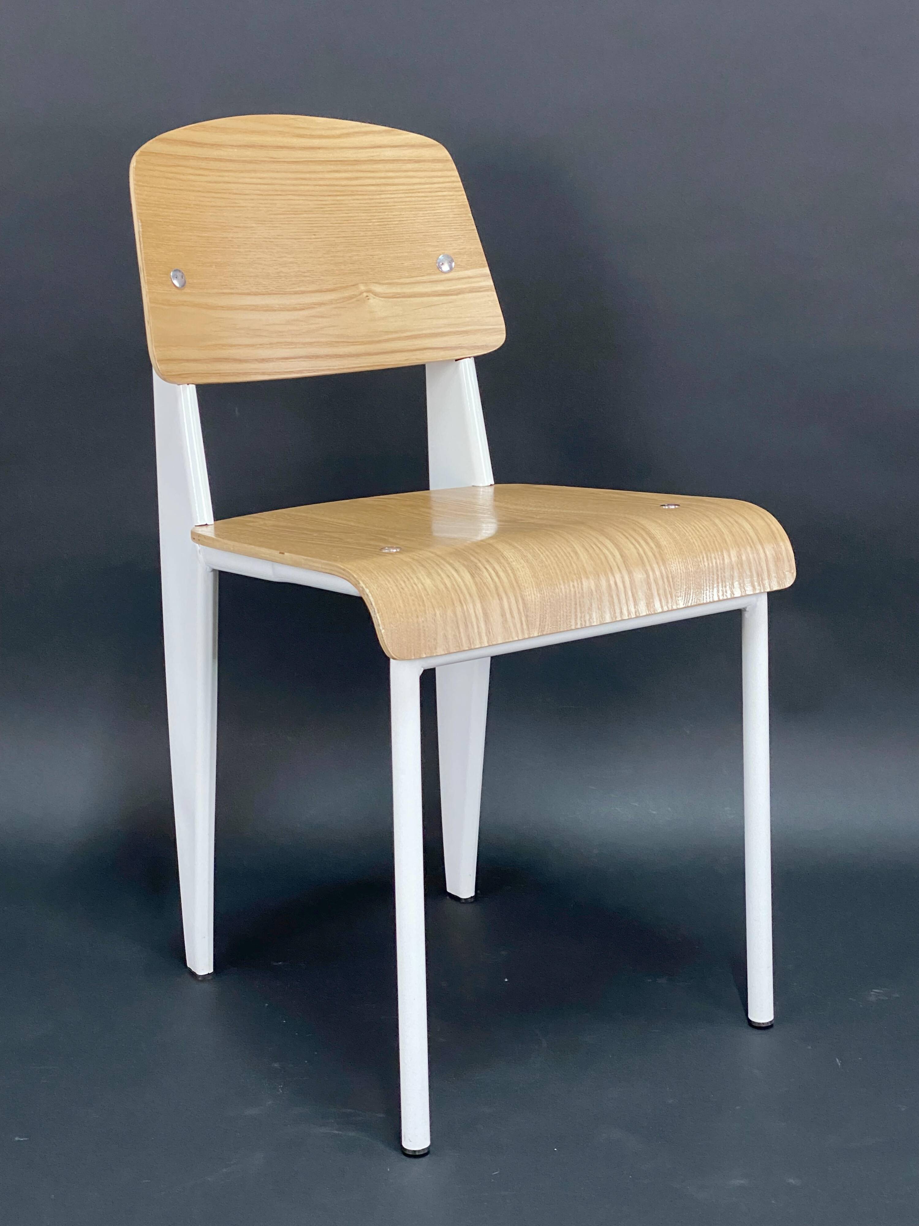 Chair - Metal and Wood - Design - In the Style of Jean Prouvé