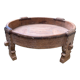 Indian coffee table wooden grinding millstone