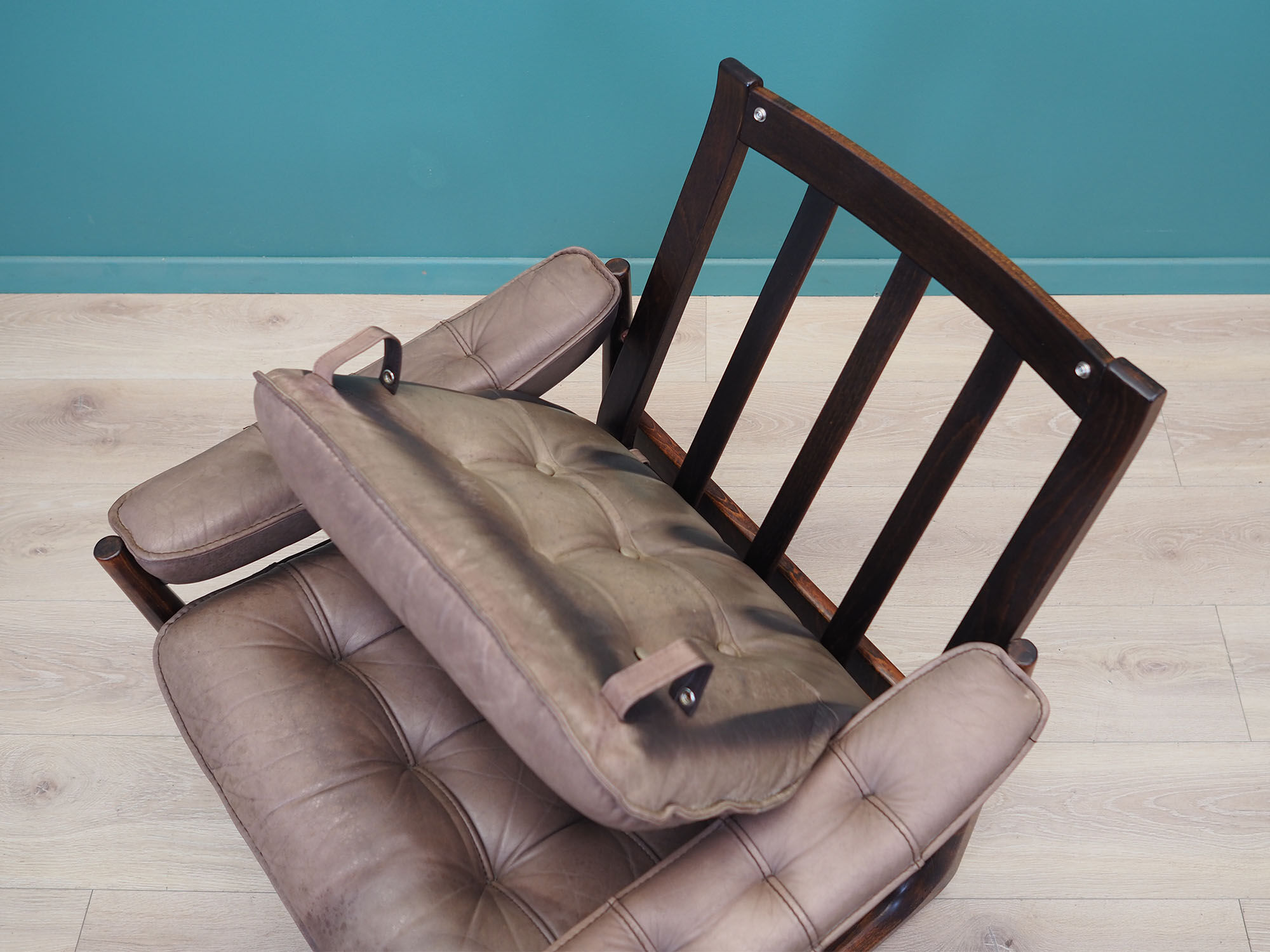 Leather armchair, Danish design, 1960s, manufactured by Genega Møbler